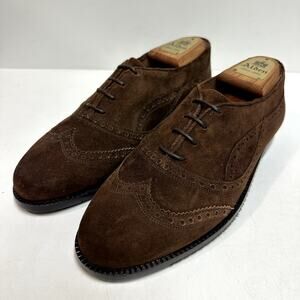 NWOT NOS Romano Martegani Dark Brown Suede Wingtip Brogue Made in Italy 8.5